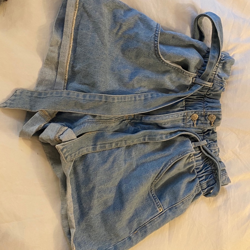 Zara denim tie shorts